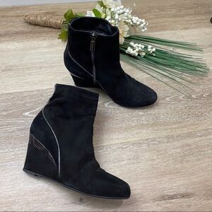 Aquatalia Suede Leather Wedge Ankle Booties